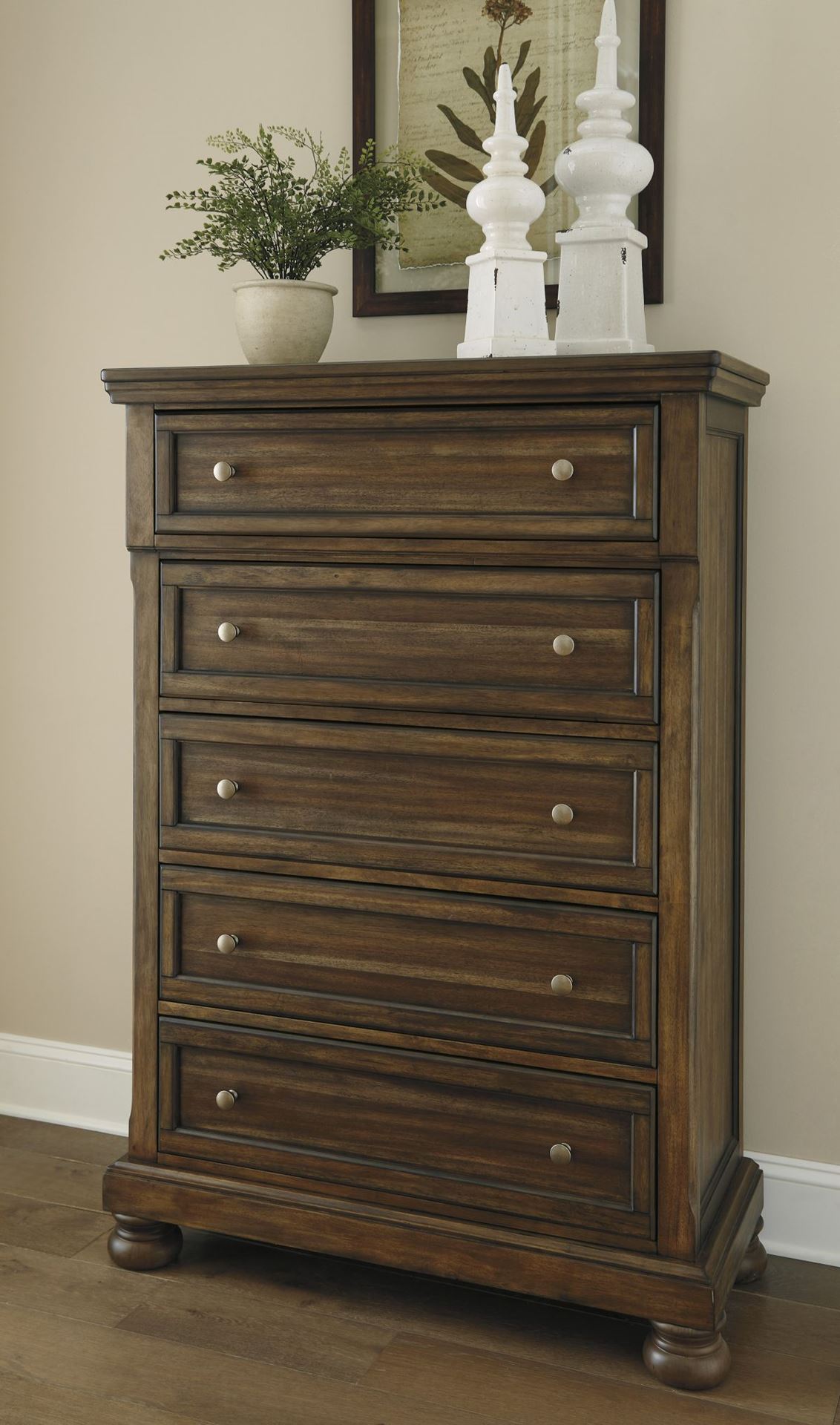 Flynnter - Medium Brown - Five Drawer Chest