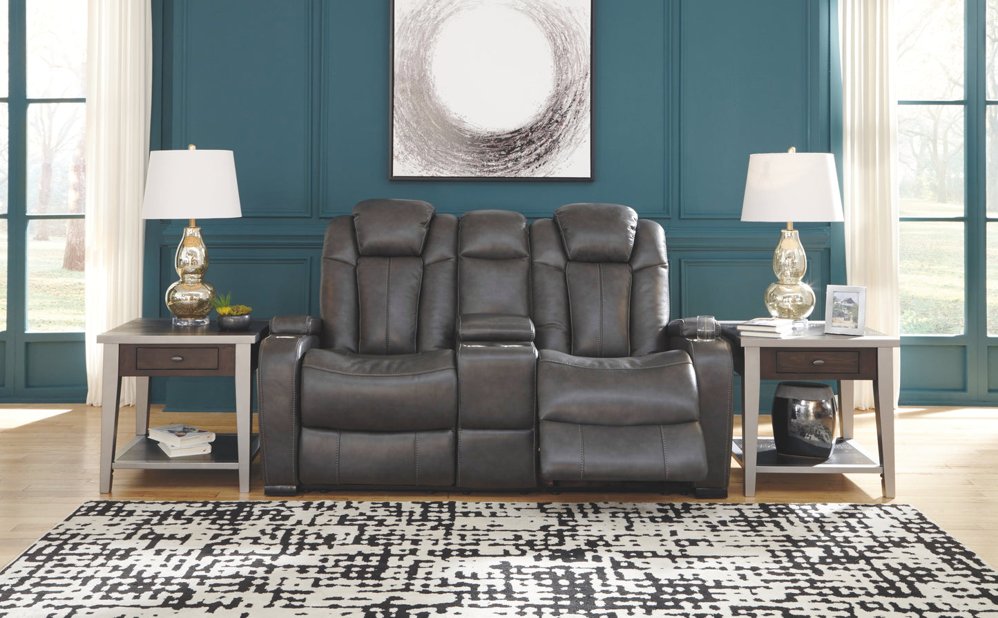 Turbulance - Quarry - PWR REC Loveseat/CON/ADJ HDRST