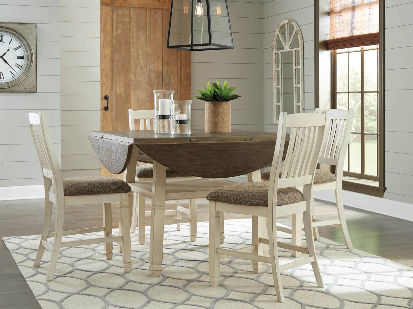 Bolanburg - Two-tone - Round Drop Leaf Counter Table