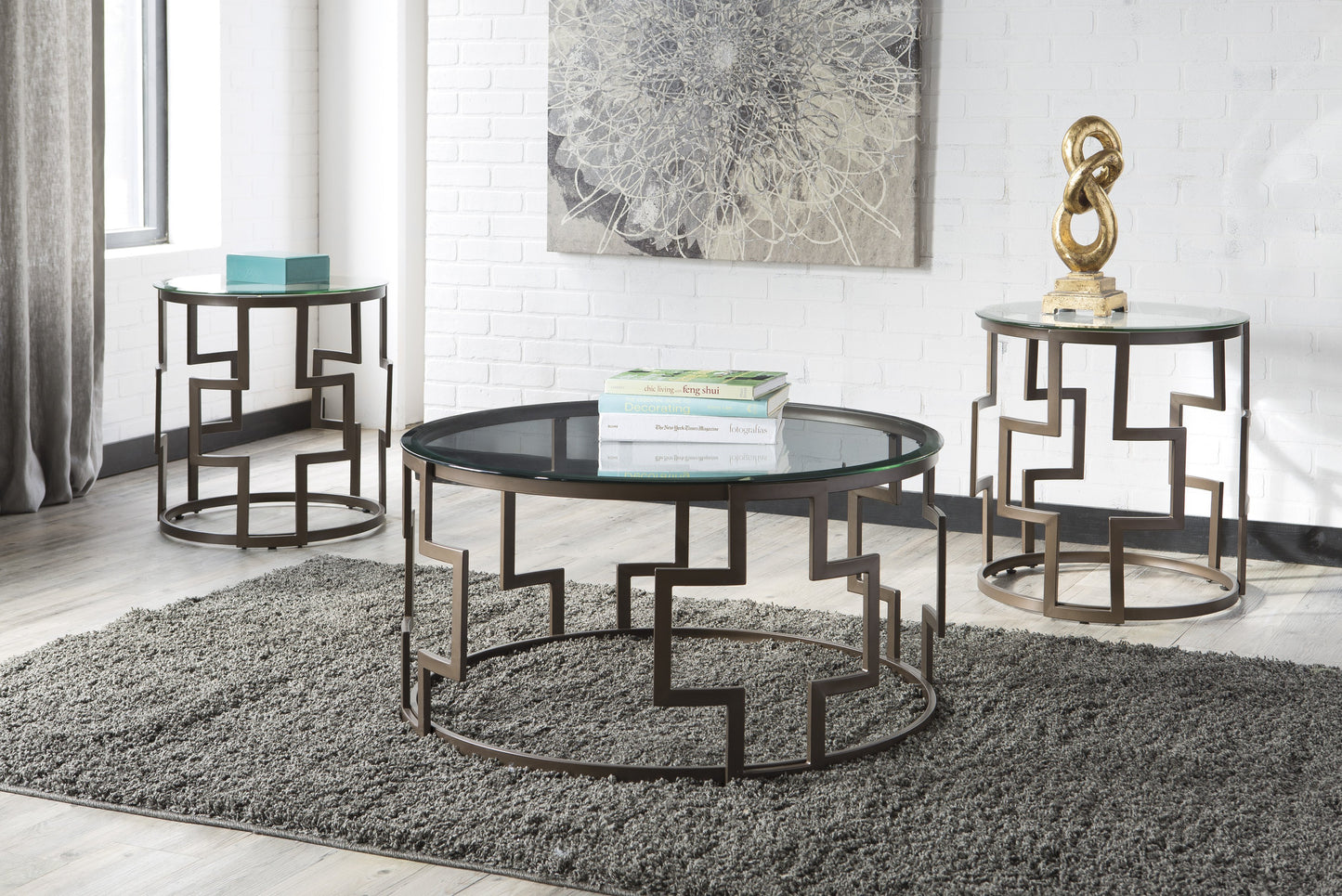 Frostine - Dark Bronze Finish - Occasional Table Set