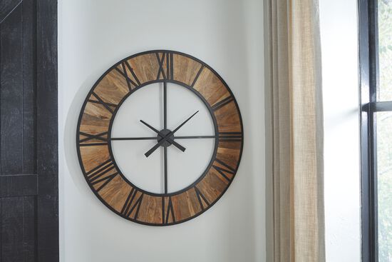 Byram - Natural/Black - Wall Clock