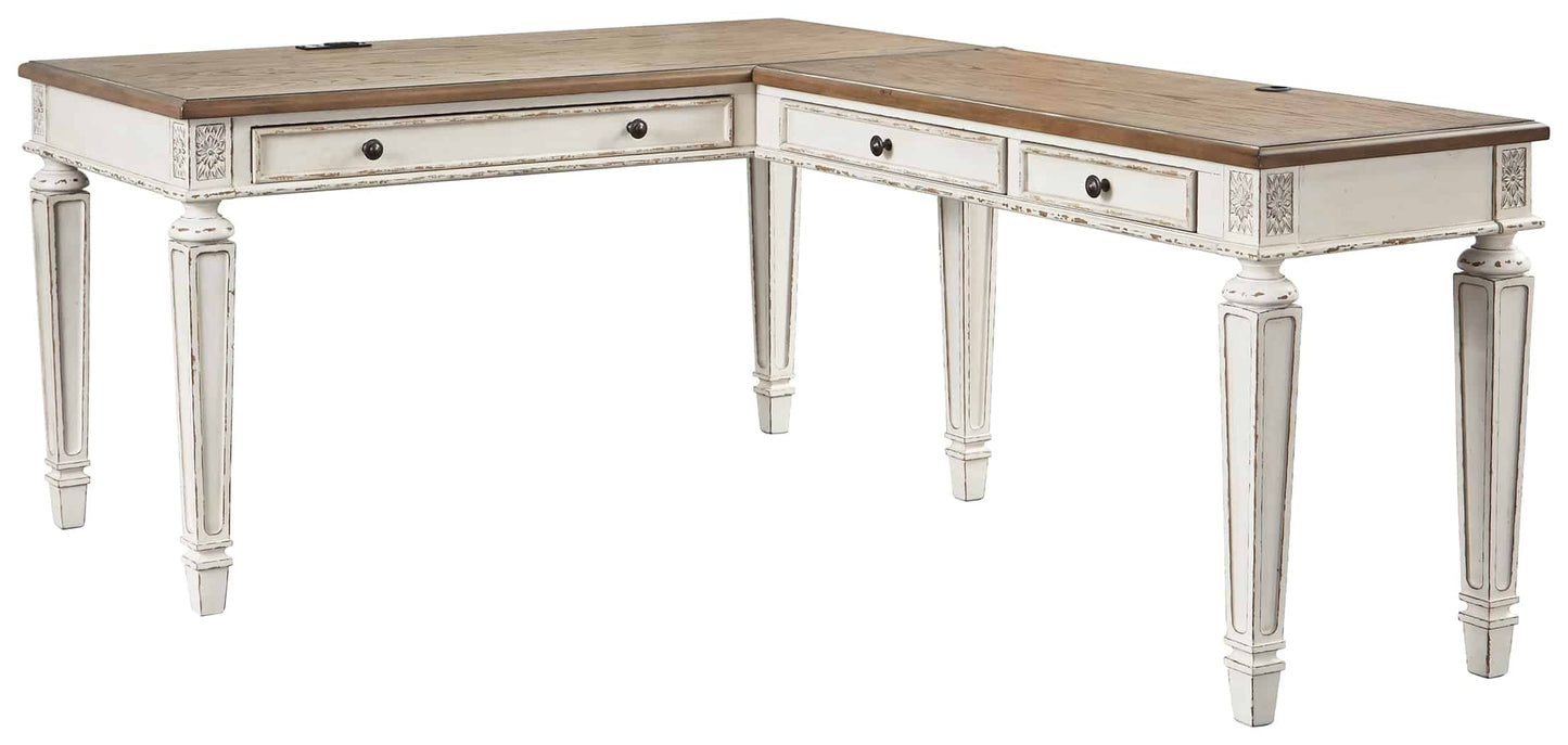 Realyn - White/Brown - Home Office L Shaped Desk