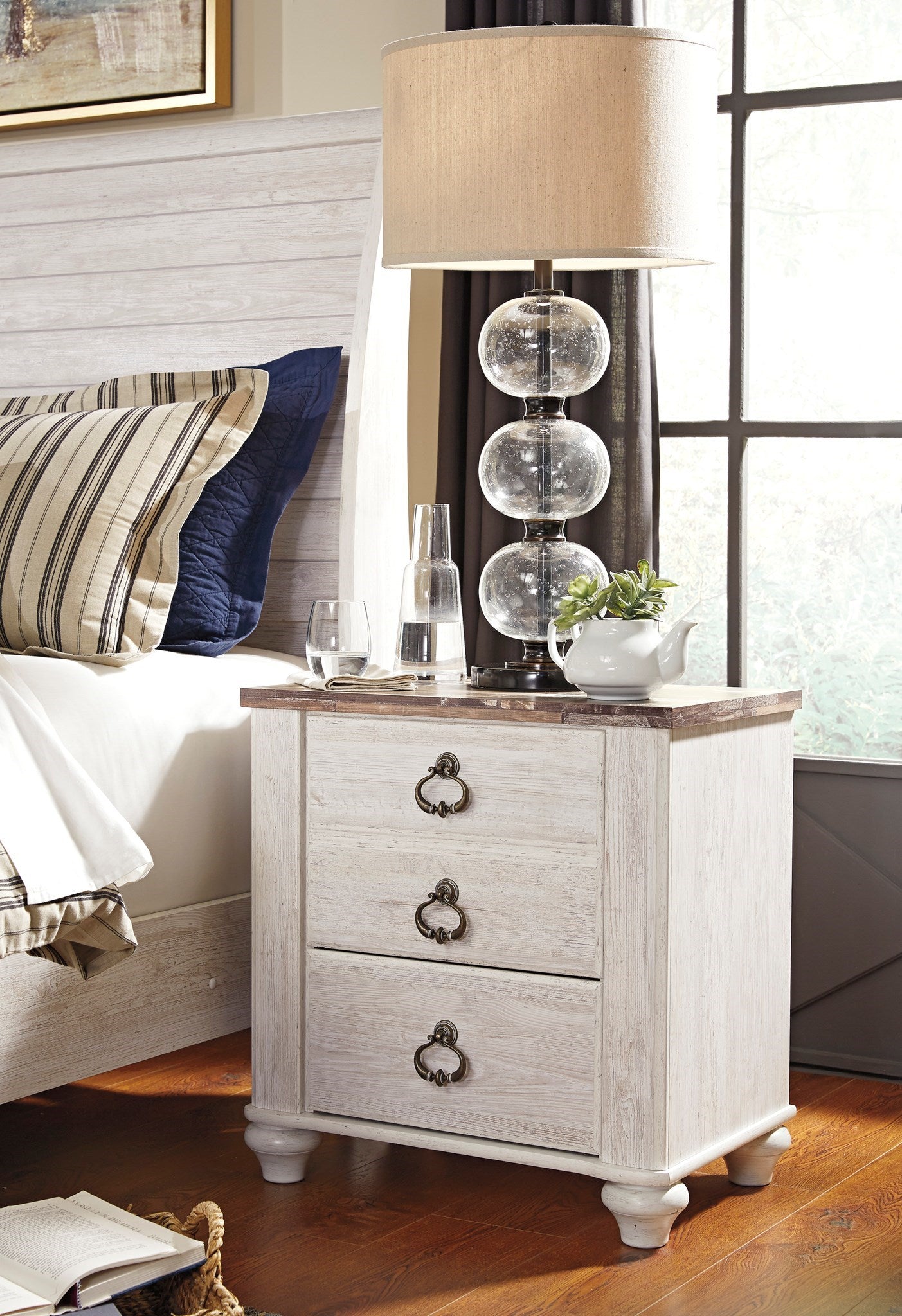 Willowton - Two-tone - Two Drawer Night Stand